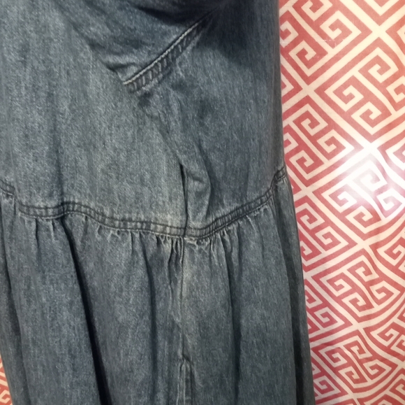 TR Bentley Plus denim/jean maxi midi dress pockets flannel collar buttons 18W - Picture 7 of 11